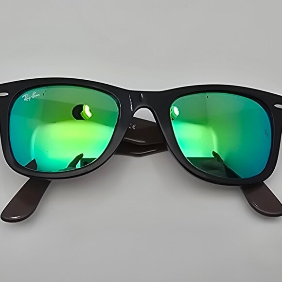 *SOLD* Ray-Ban RB2140 1175/19 Wayfarer Black Green Frame Green Lens Sunglasses - Picture 11 of 16